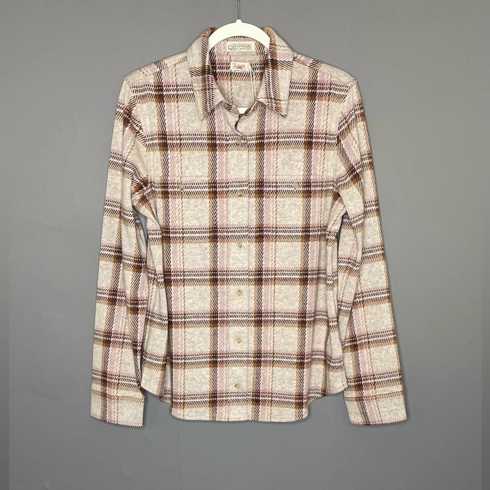 Faherty Women's Legend Sweater Shirt Plaid Cranberry Haze NWT - Picture 2 of 15